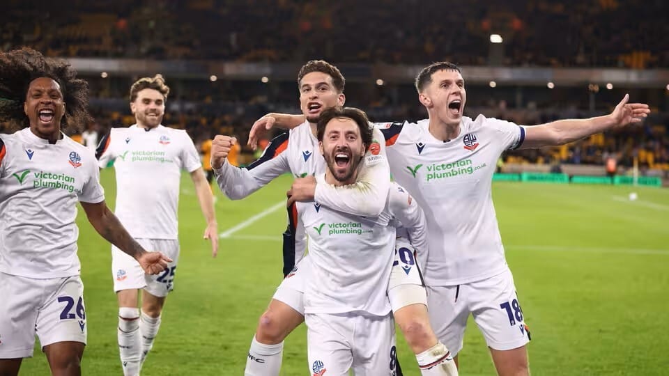 Bolton Wanderers celebrate win over Wolverhampton Wanderers